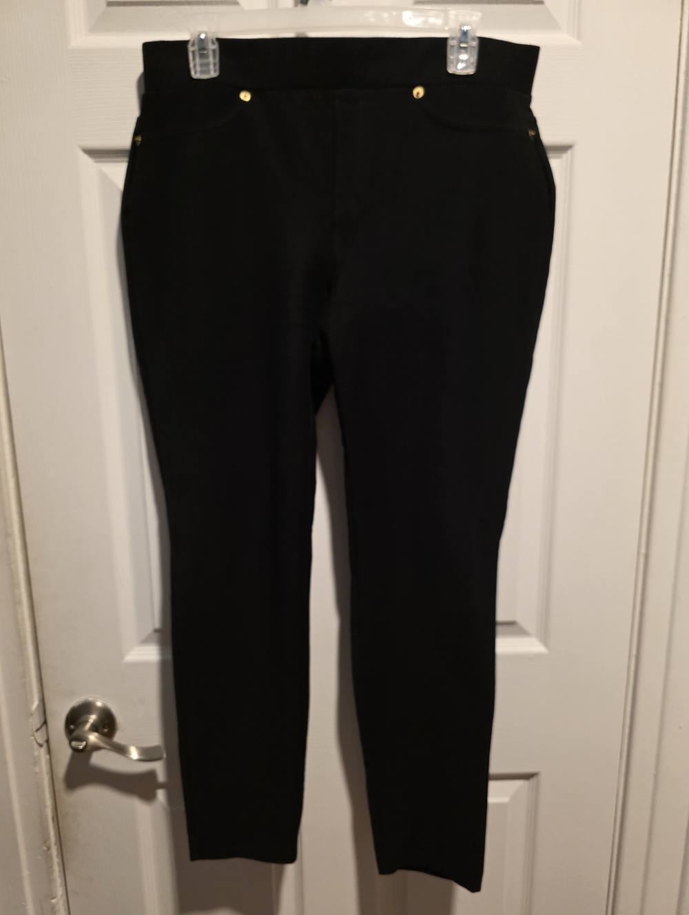 Michael Kors Black Skinny Ponte Knit Pants with Gold Accent..NWOT